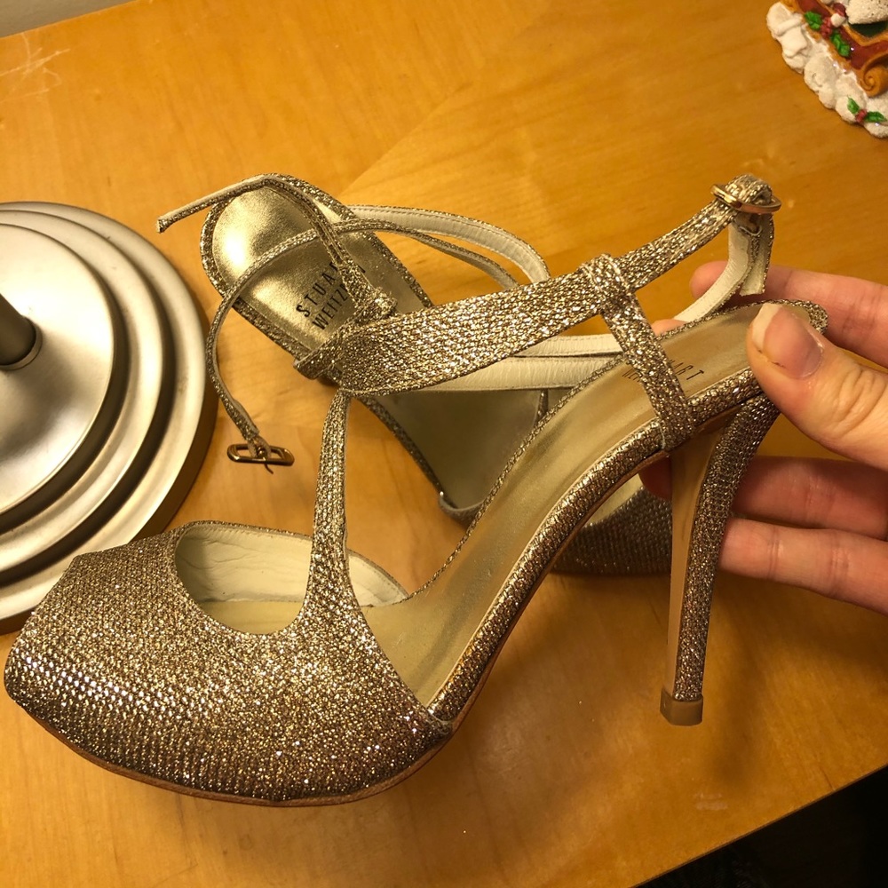 Stuart Weitzman “Inviting” Heel In Platinum Noir - image 3